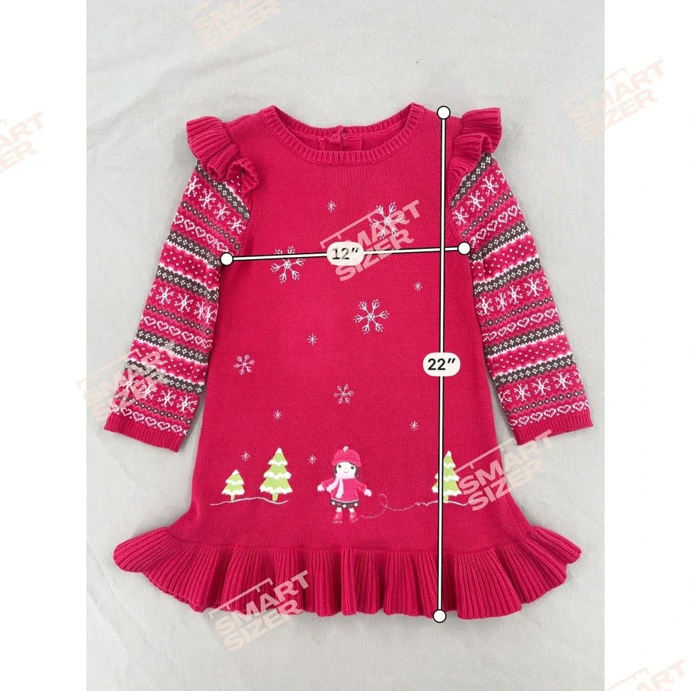 Gymboree Sweater Dress Girls 6 Pink Snowflake Fair Isle Winter Holiday Ruffle